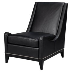 Chaise d'appoint en cuir noir