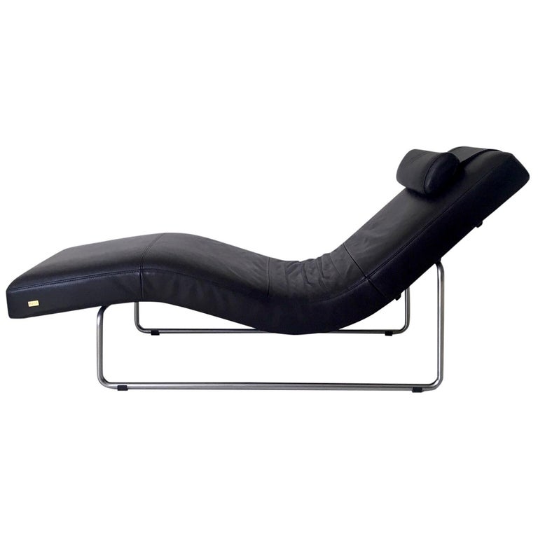 Black Leather Adjustable Chaise Longue by Rolf Benz, Basix Series at  1stDibs | basix by rolf benz, rolf benz chaiselongue, black leather chaise  longue