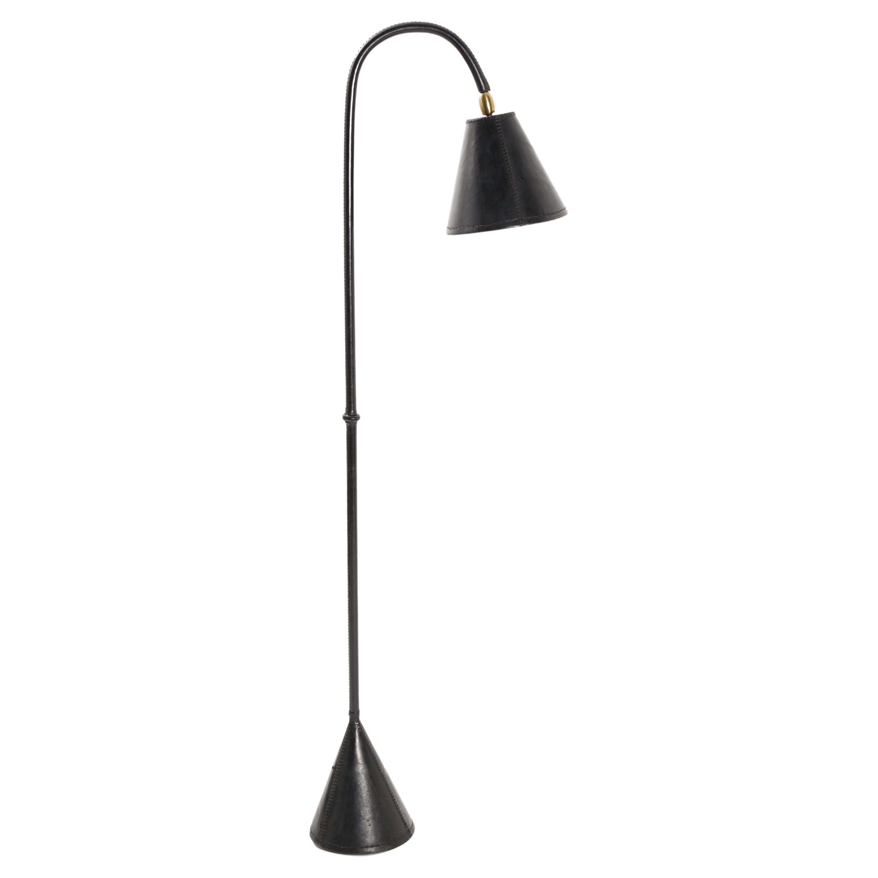 French Leather Wrapped Extending Floor Lamp For Sale at 1stDibs