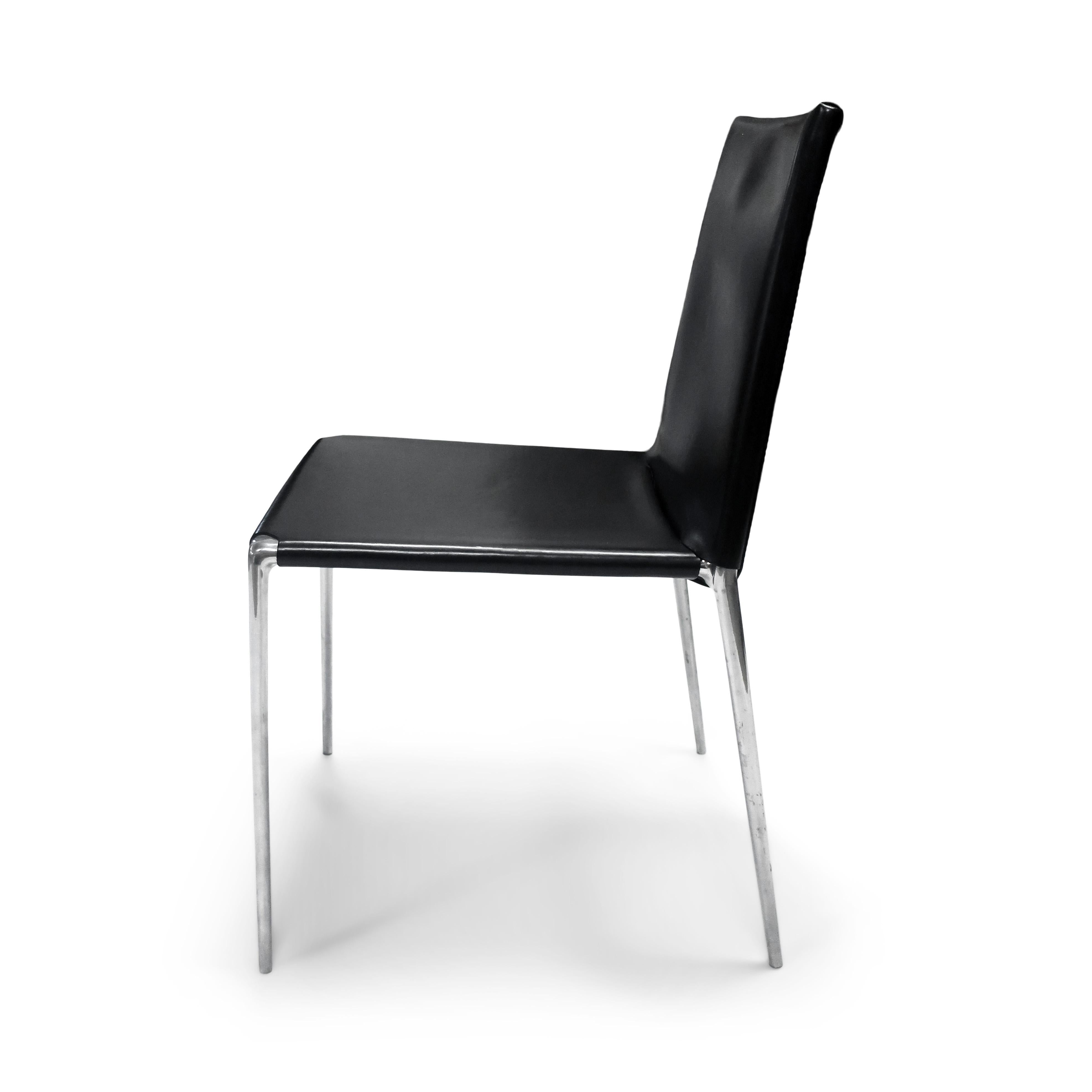 Post-Modern Black Leather Alma Chair by Roberto Barbieri for B&B Italia For Sale