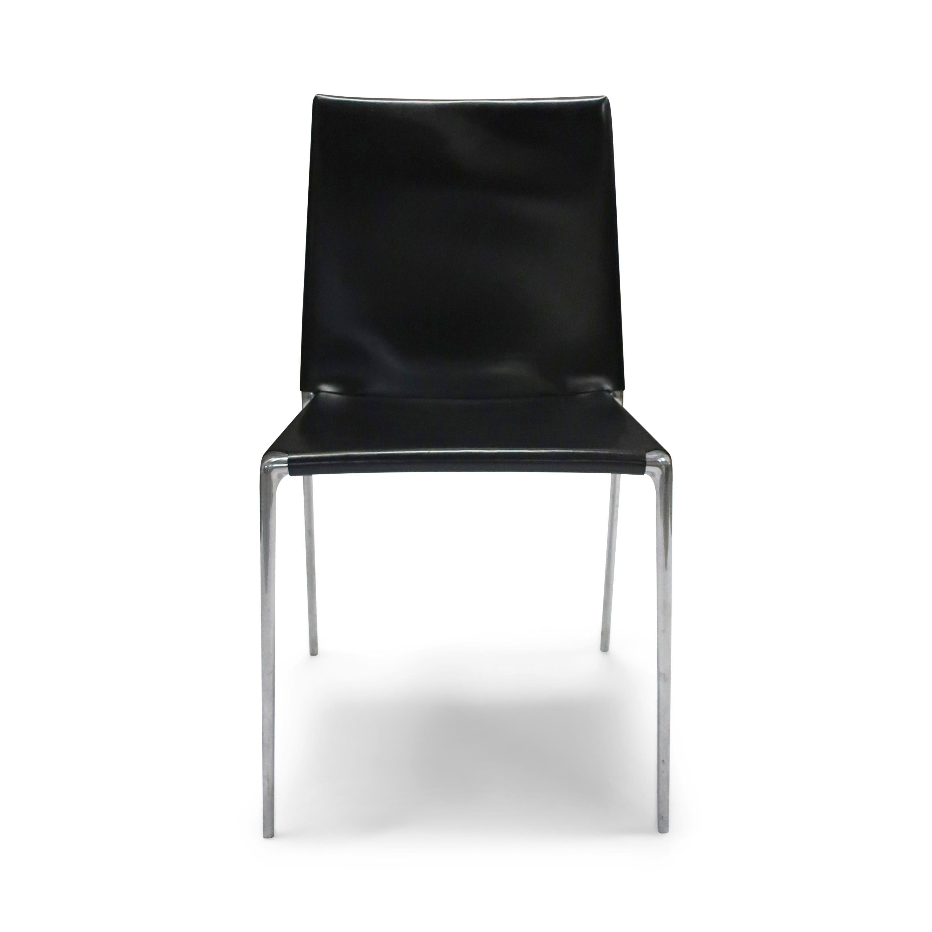 Black Leather Alma Chair by Roberto Barbieri for B&B Italia In Good Condition For Sale In Brooklyn, NY