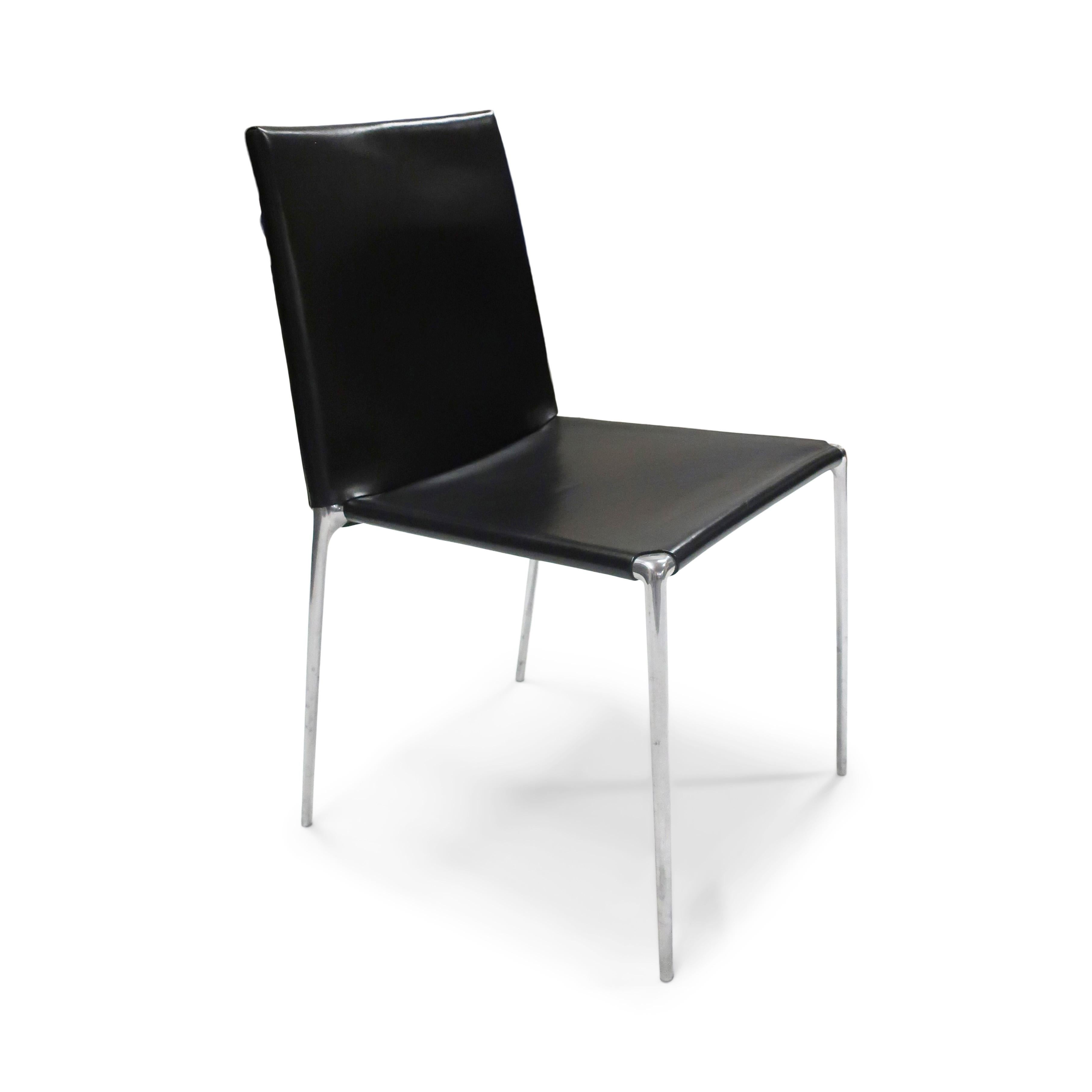 20th Century Black Leather Alma Chair by Roberto Barbieri for B&B Italia For Sale