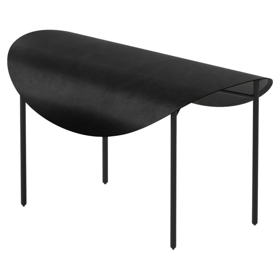 Black Leather and Black Steel Tack Bench by Calen Knauf