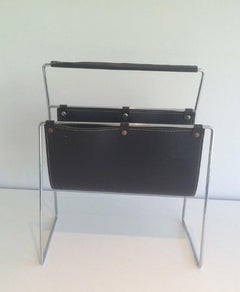 Black Leather and Chrome Magazine rack