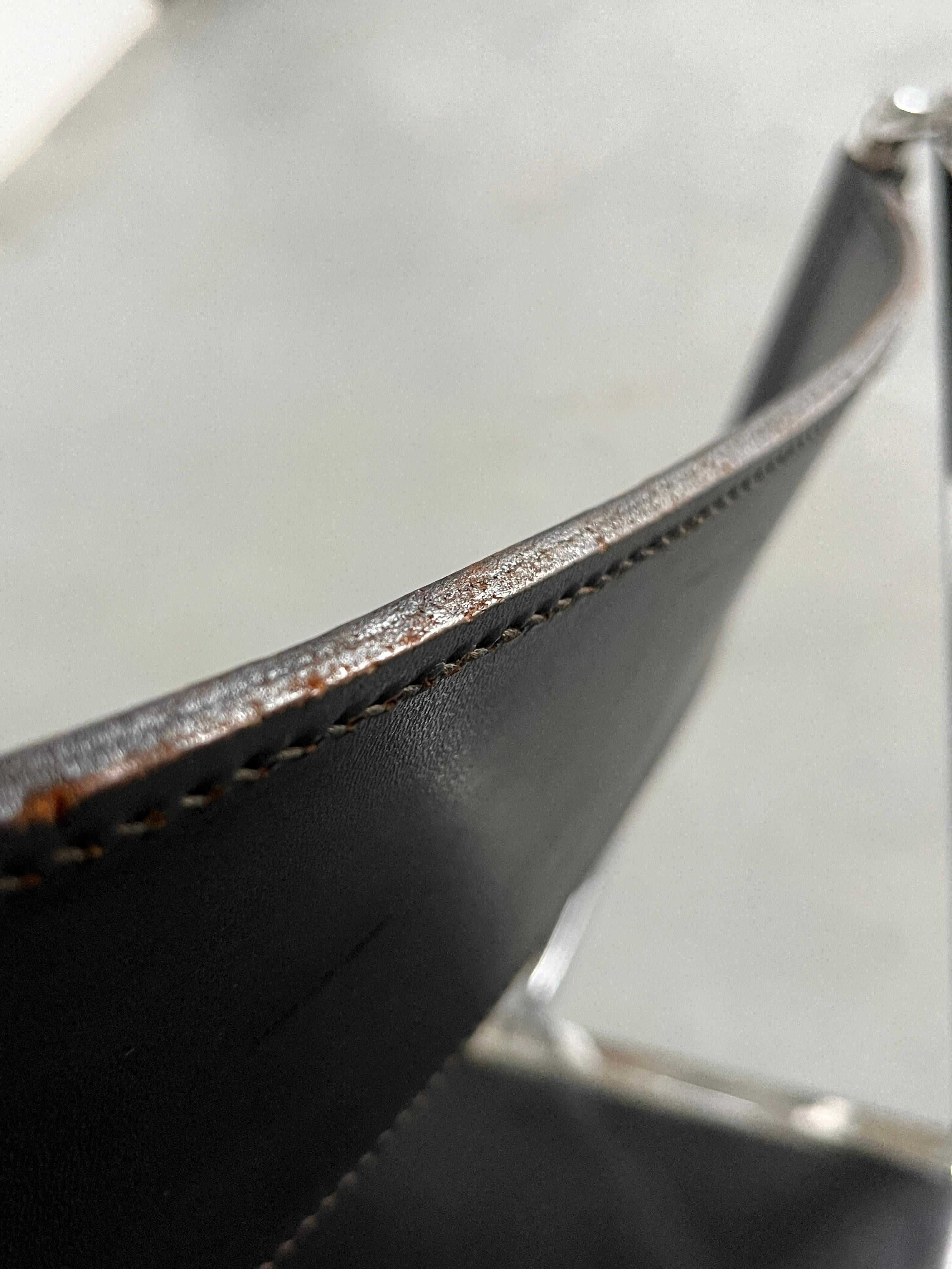 Black Leather and Chrome 'Tamara' Folding Chair by Arrben Italy, 1970s 4