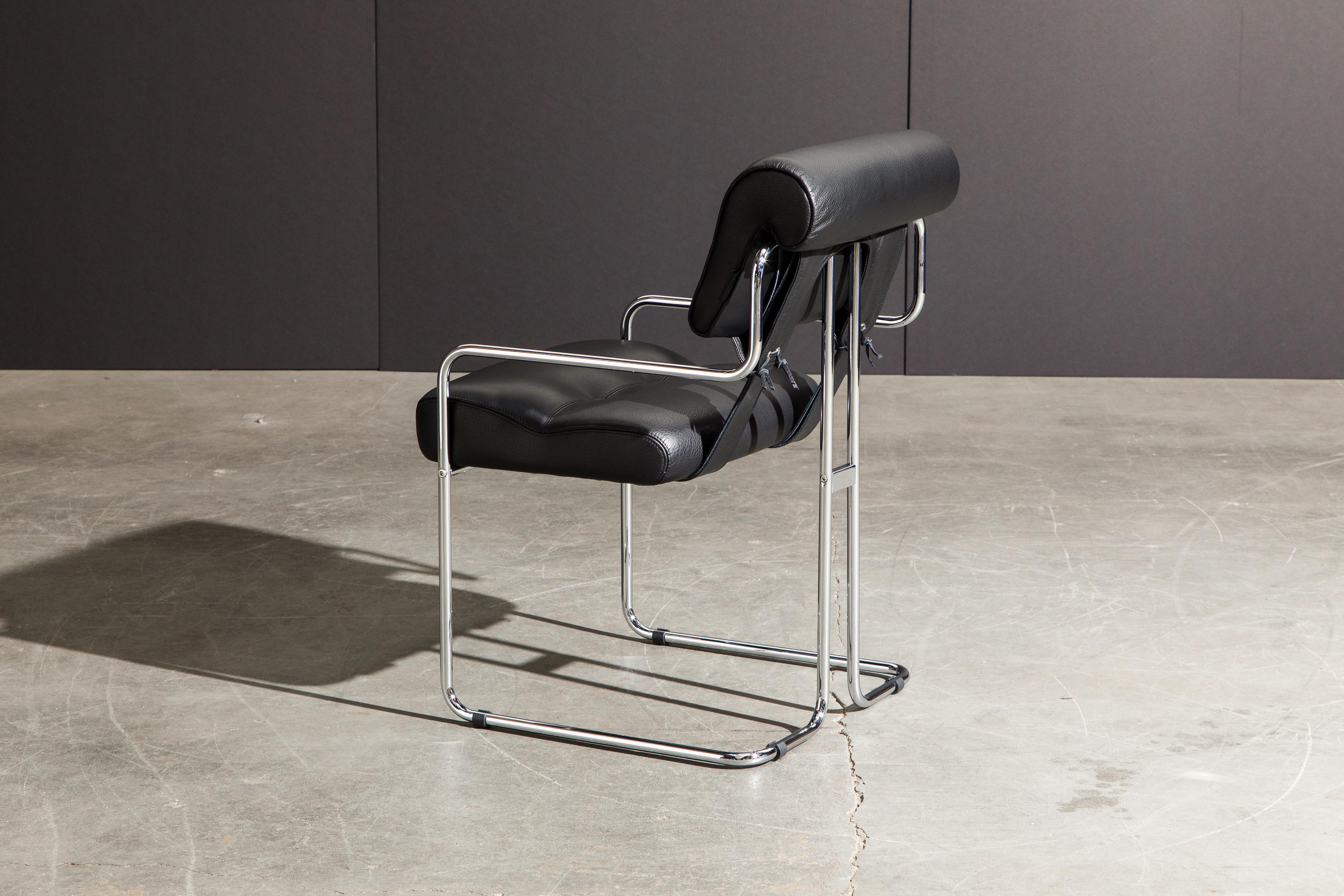 Black Leather and Chrome 'Tucroma' Armchair by Guido Faleschini for Mariani, New 4