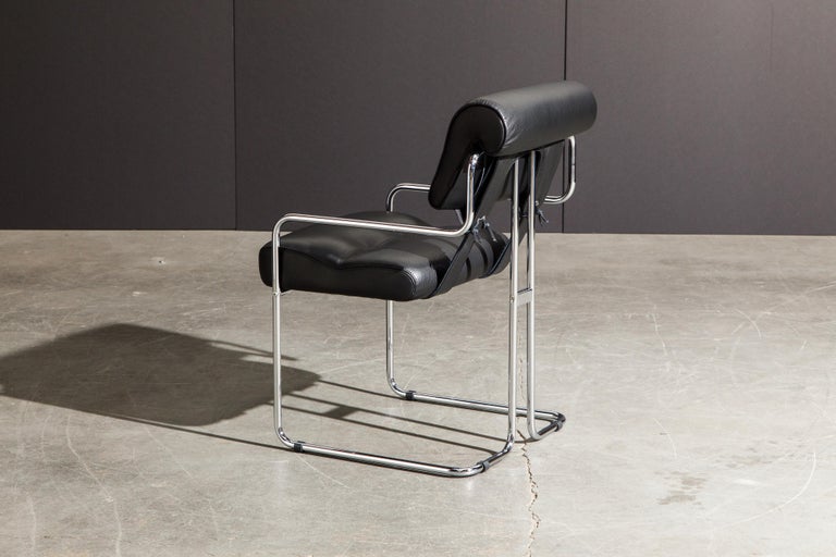 Black Leather and Chrome 'Tucroma' Armchair by Guido Faleschini for Mariani, New For Sale 5