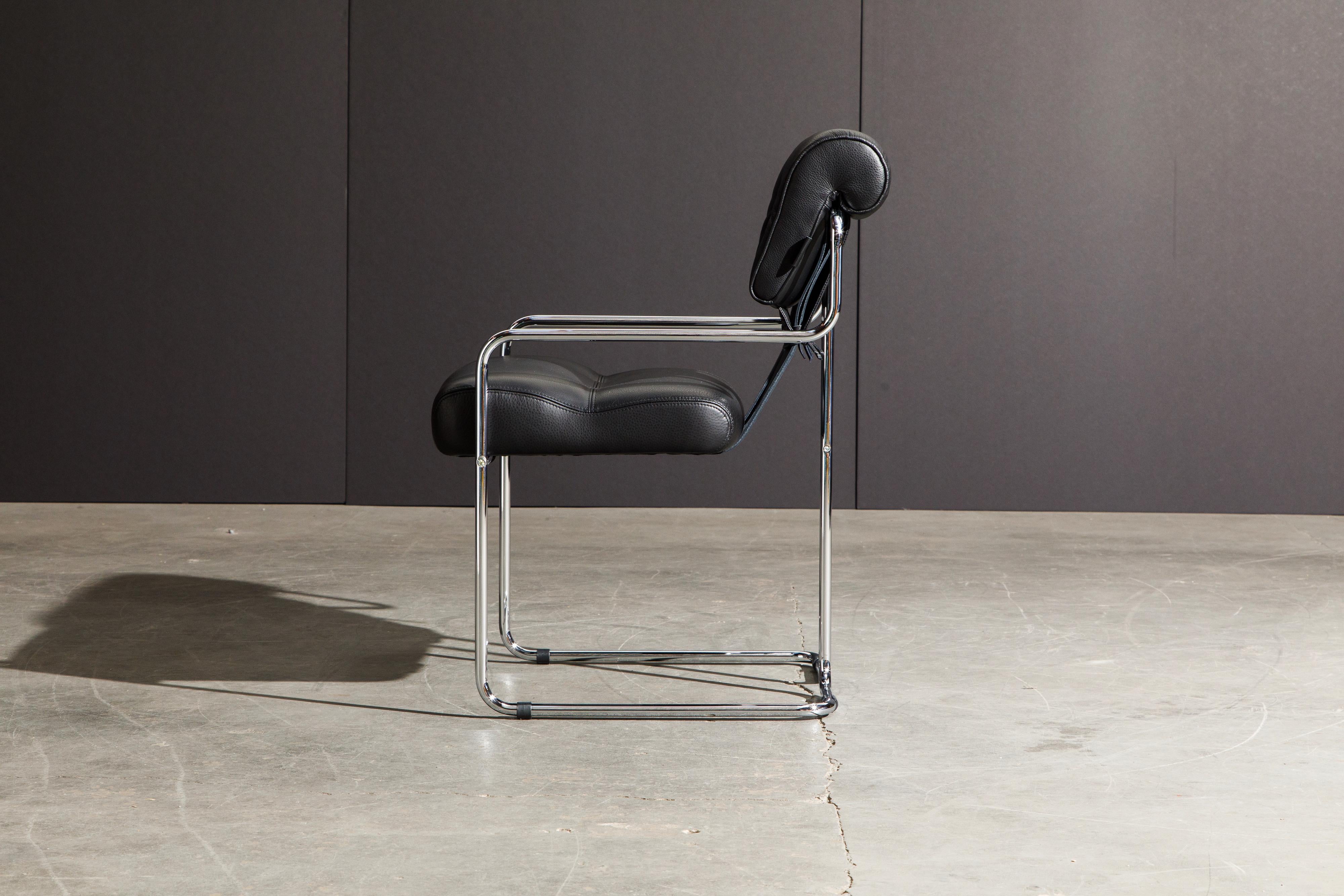 Black Leather and Chrome 'Tucroma' Armchair by Guido Faleschini for Mariani, New 5