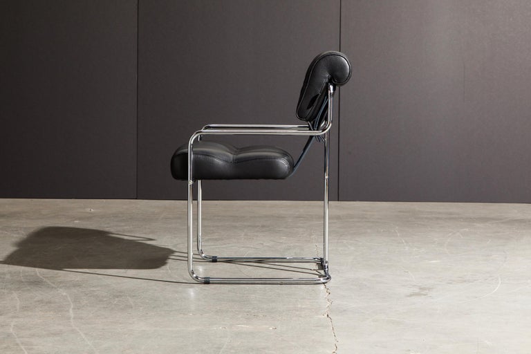 Black Leather and Chrome 'Tucroma' Armchair by Guido Faleschini for Mariani, New For Sale 6