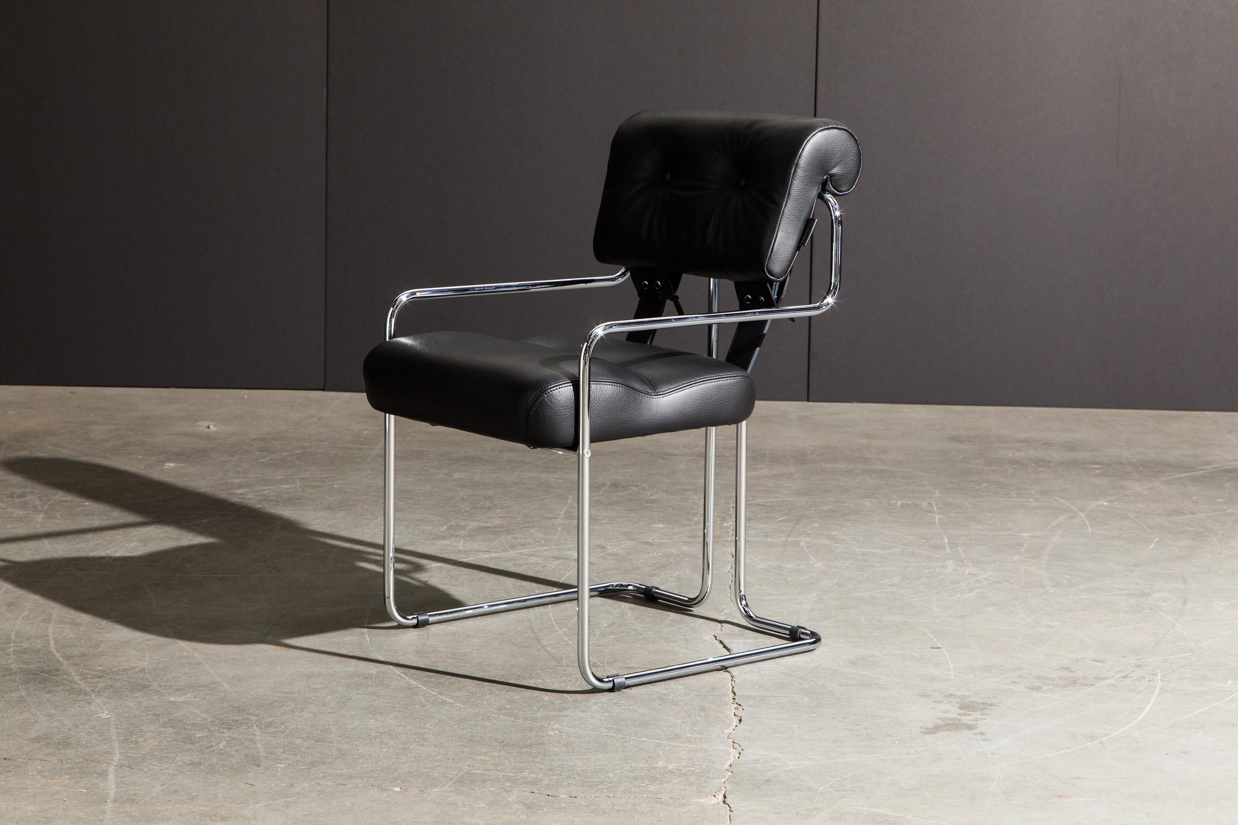 Black Leather and Chrome 'Tucroma' Armchair by Guido Faleschini for Mariani, New 6