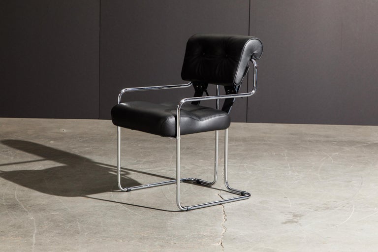 Black Leather and Chrome 'Tucroma' Armchair by Guido Faleschini for Mariani, New For Sale 7