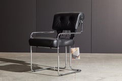 Black Leather and Chrome 'Tucroma' Armchair by Guido Faleschini for Mariani, New