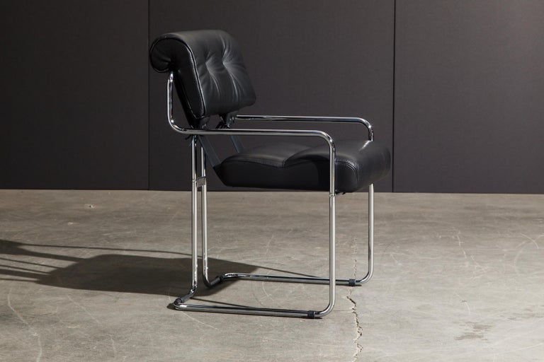 Contemporary Black Leather and Chrome 'Tucroma' Armchair by Guido Faleschini for Mariani, New For Sale