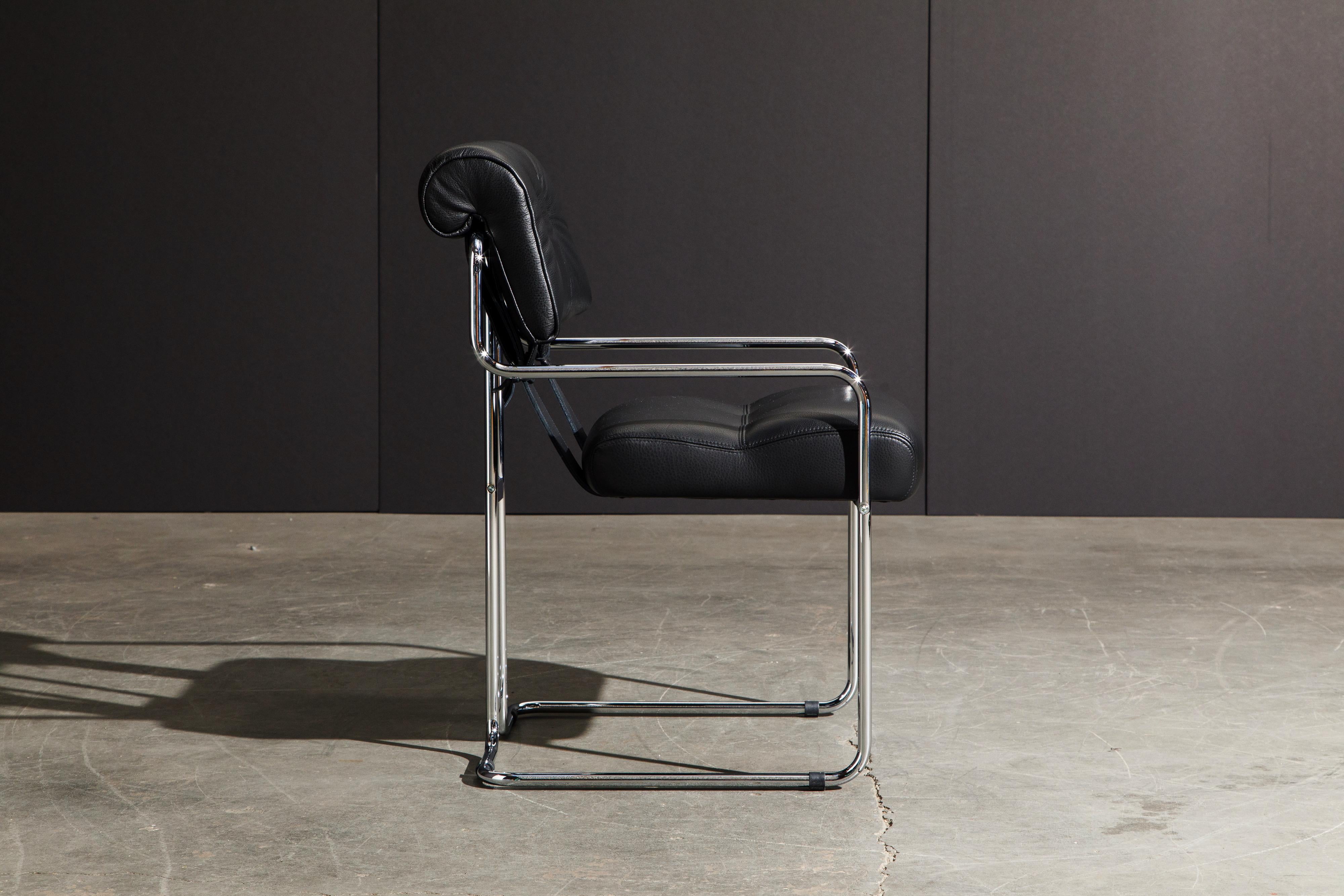 Contemporary Black Leather and Chrome 'Tucroma' Armchair by Guido Faleschini for Mariani, New