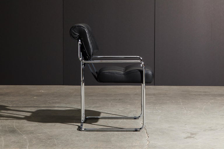 Black Leather and Chrome 'Tucroma' Armchair by Guido Faleschini for Mariani, New For Sale 1