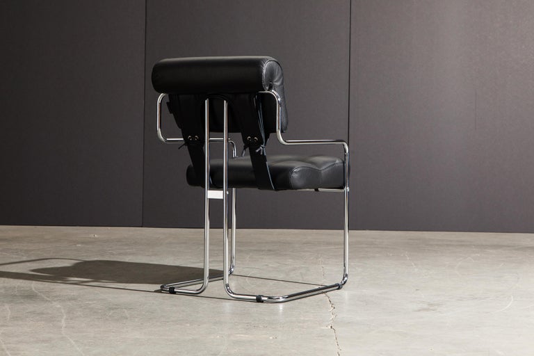 Black Leather and Chrome 'Tucroma' Armchair by Guido Faleschini for Mariani, New For Sale 2