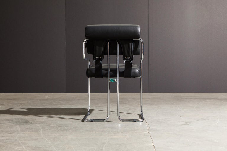 Black Leather and Chrome 'Tucroma' Armchair by Guido Faleschini for Mariani, New For Sale 3