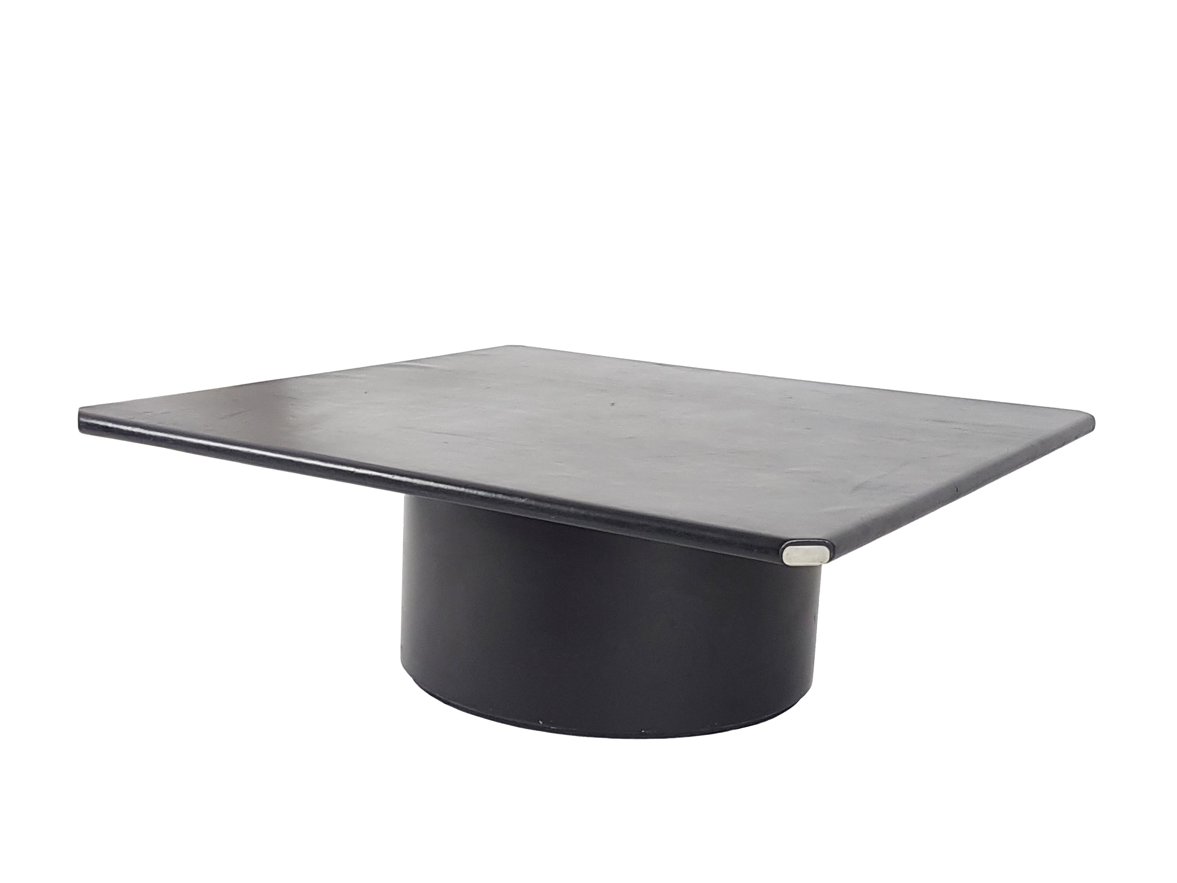 Space Age Black Leather and Fiber Glass Low Table by Afra & Tobia Scarpa for B&B Italia