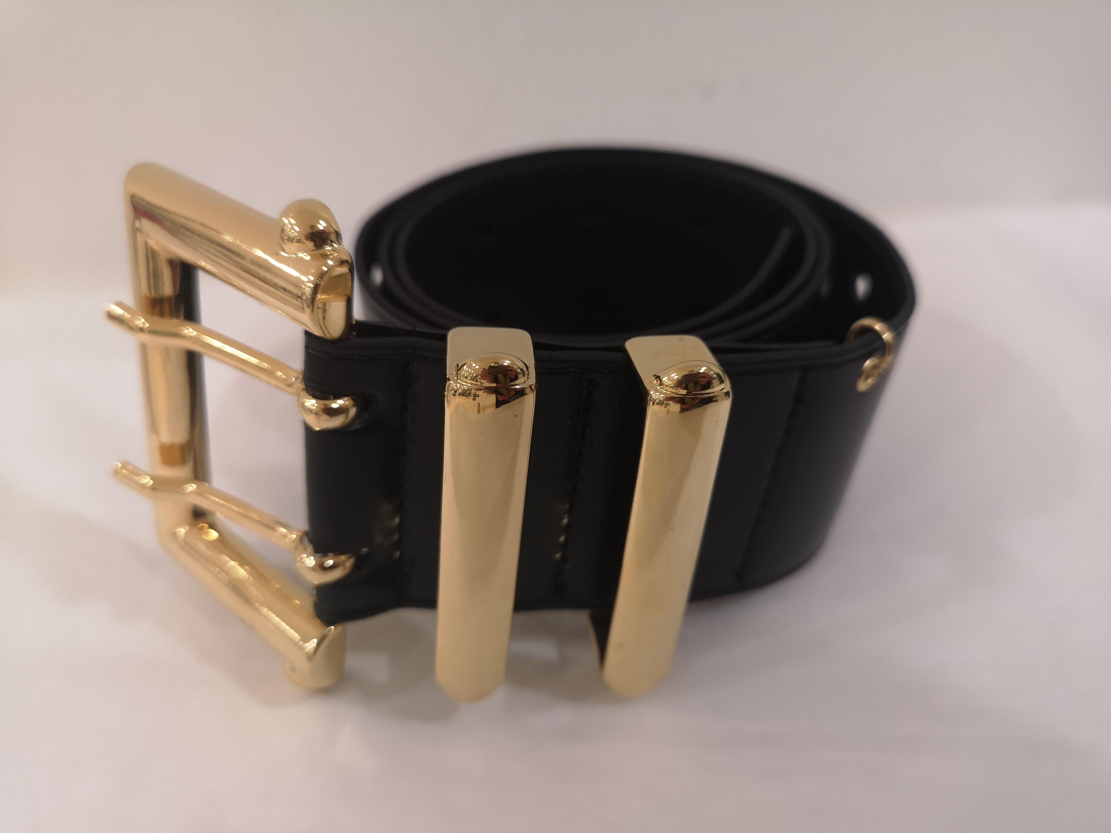 Women's or Men's Black leather and gold hardware belt NWOT