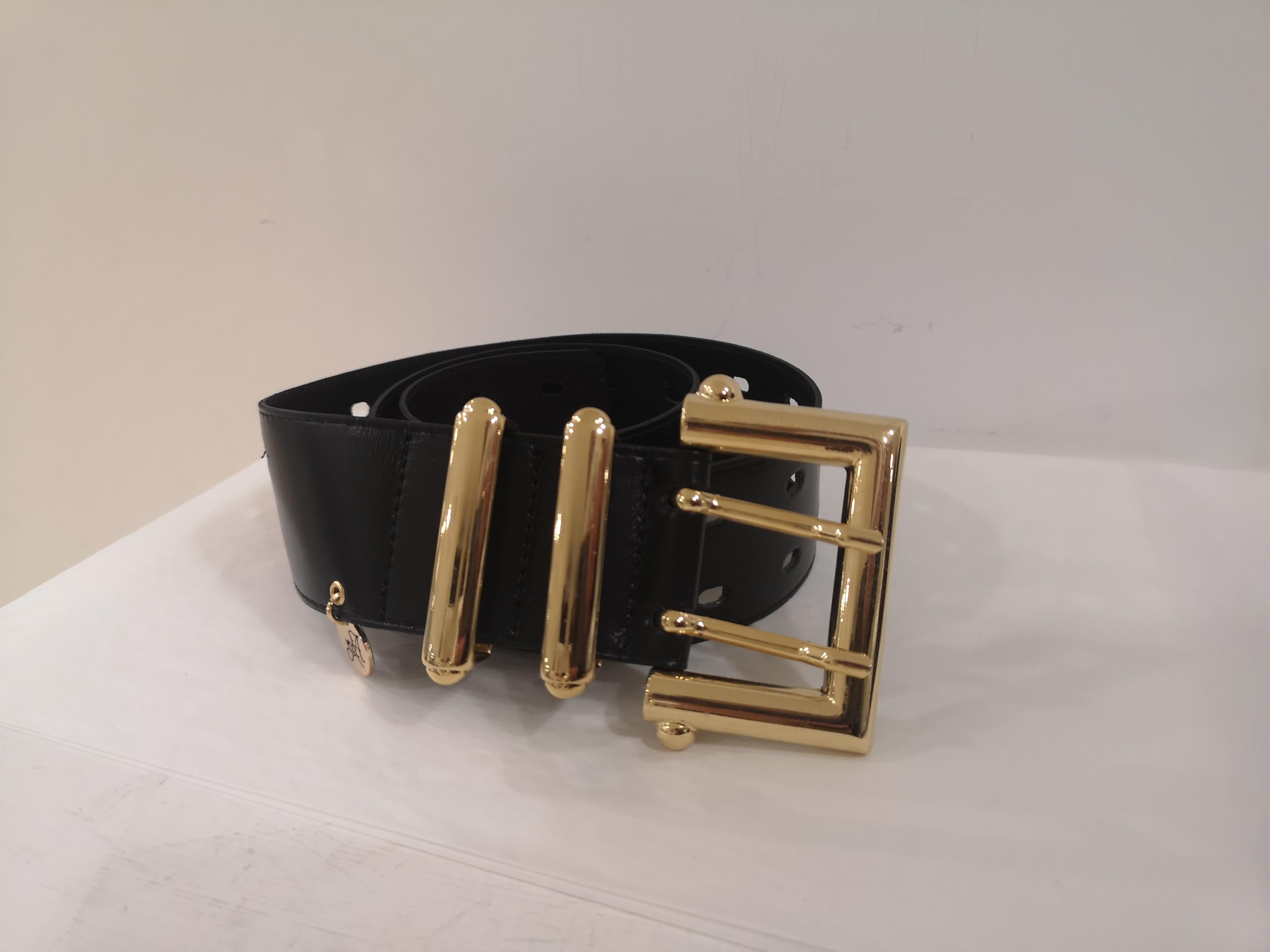 Black leather and gold hardware belt NWOT 1