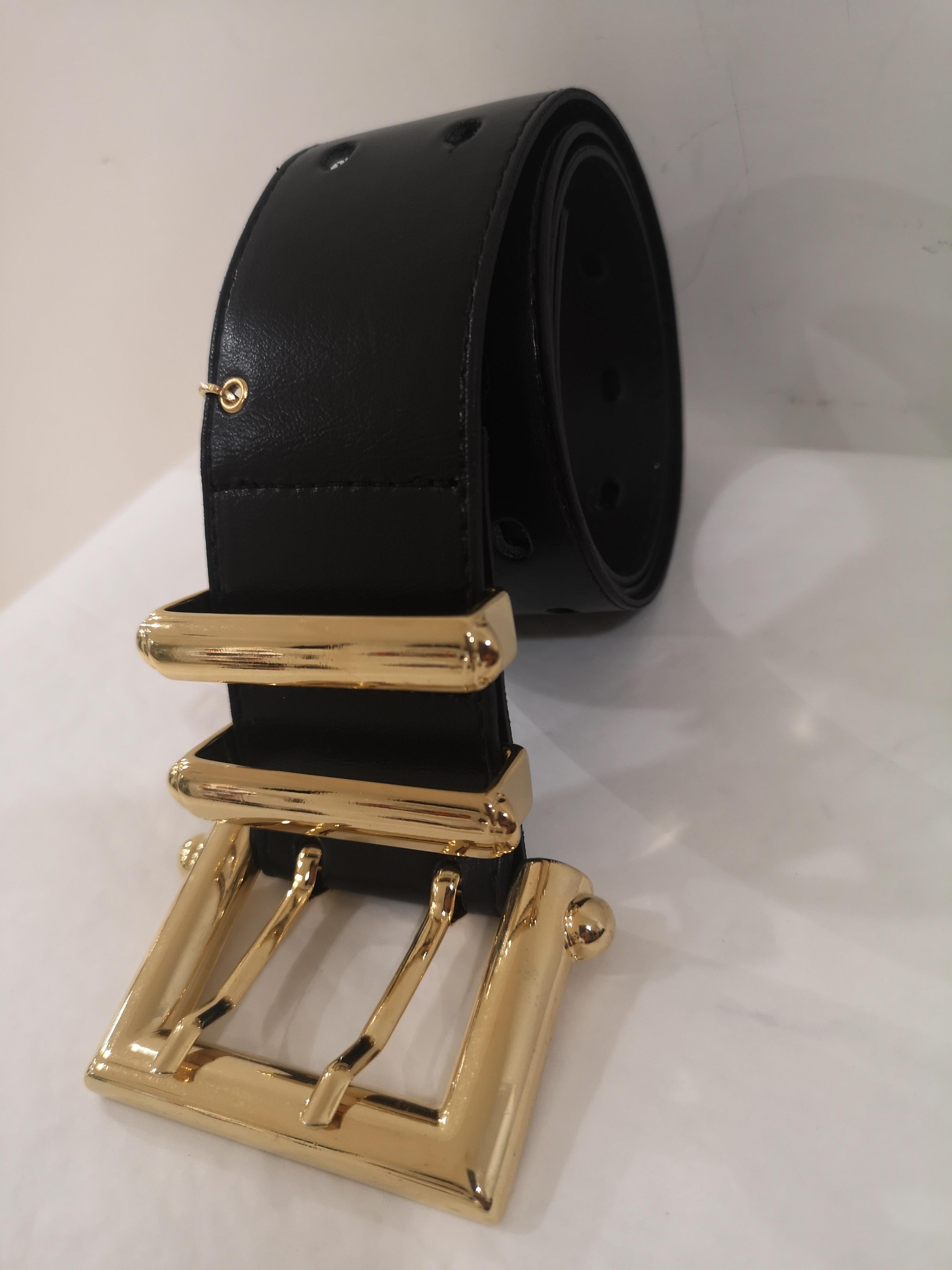 Black leather and gold hardware belt NWOT 2
