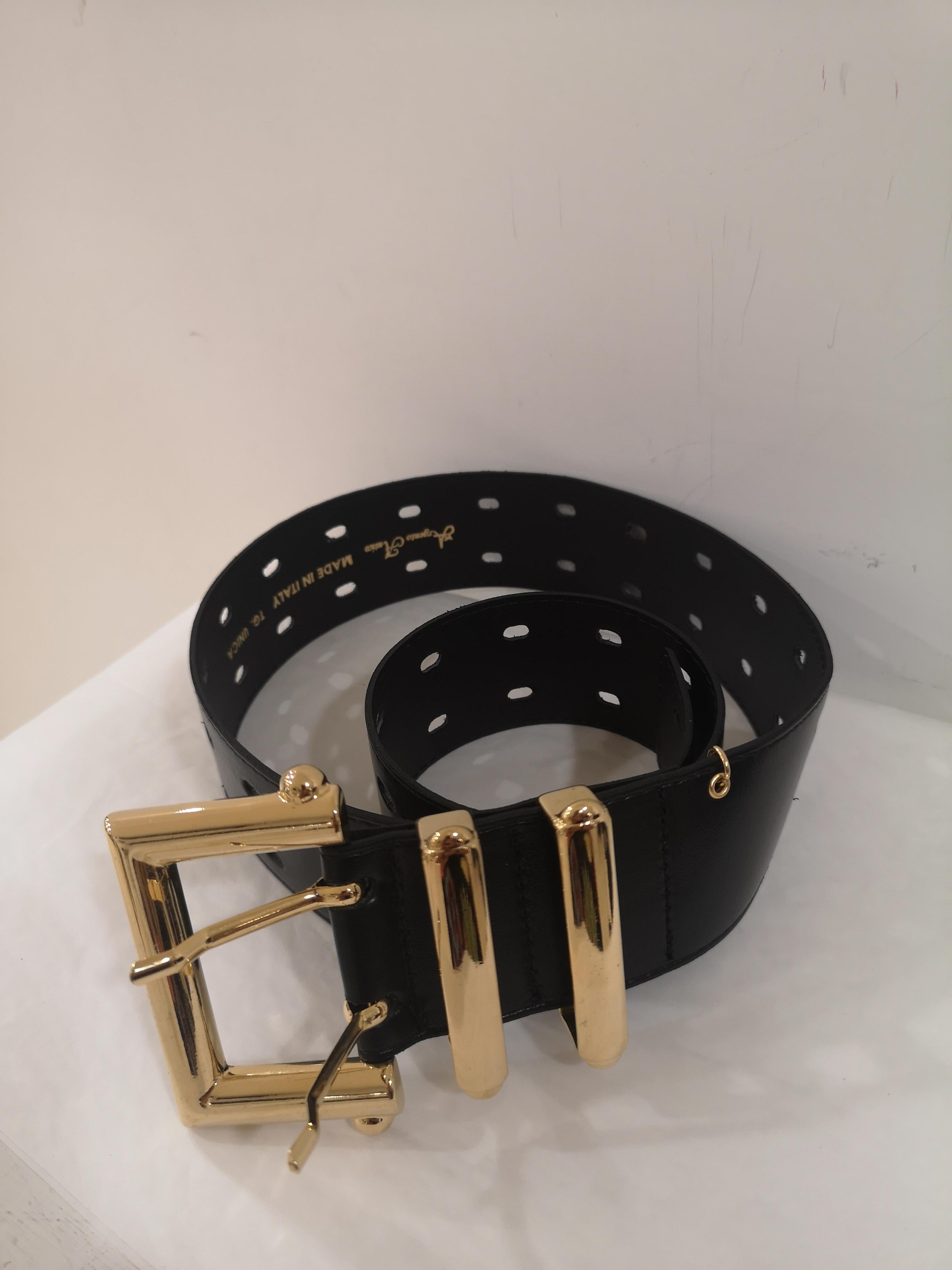 Black leather and gold hardware belt NWOT 3