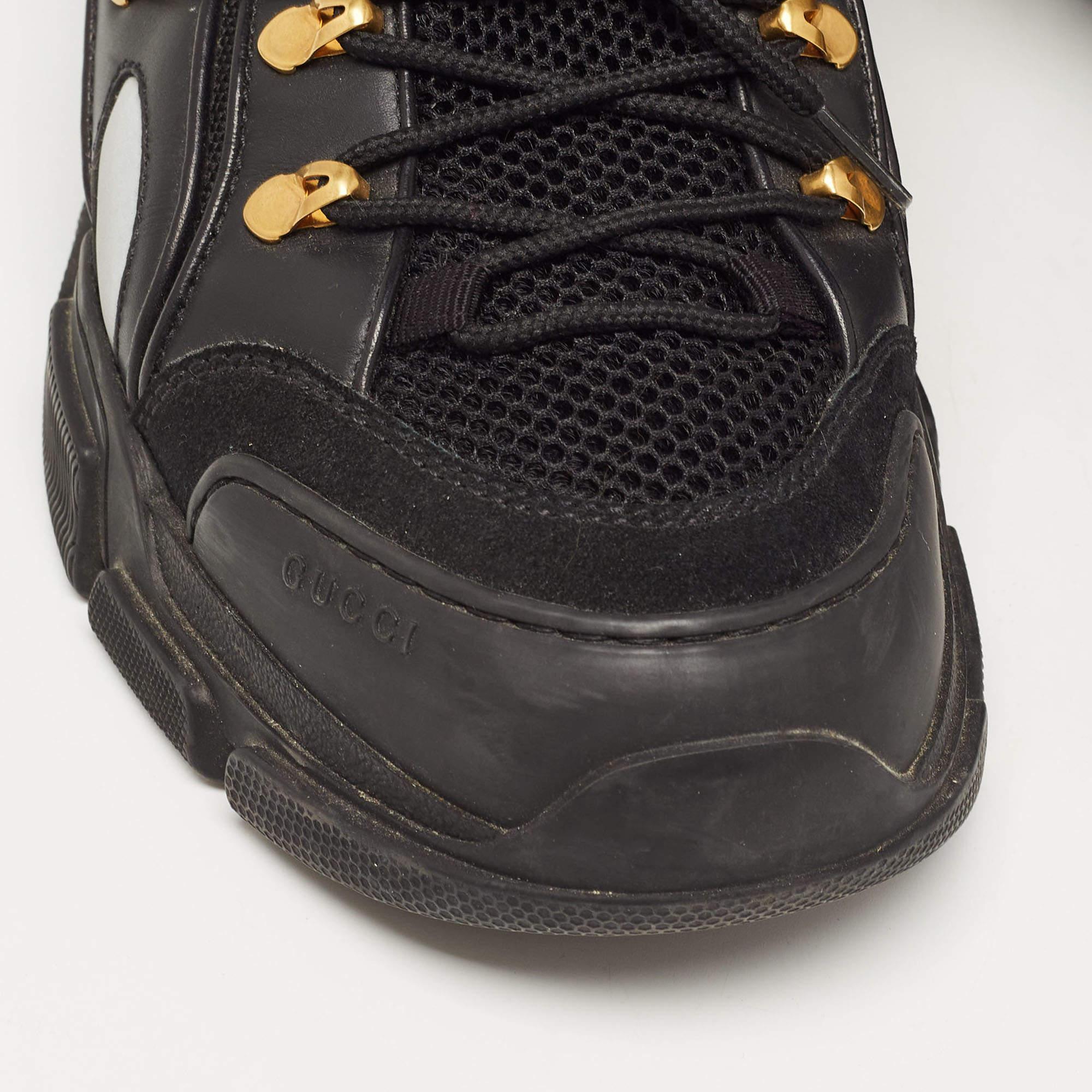 Men's Black Leather and Mesh Flashtrek Sneakers Size 43.5