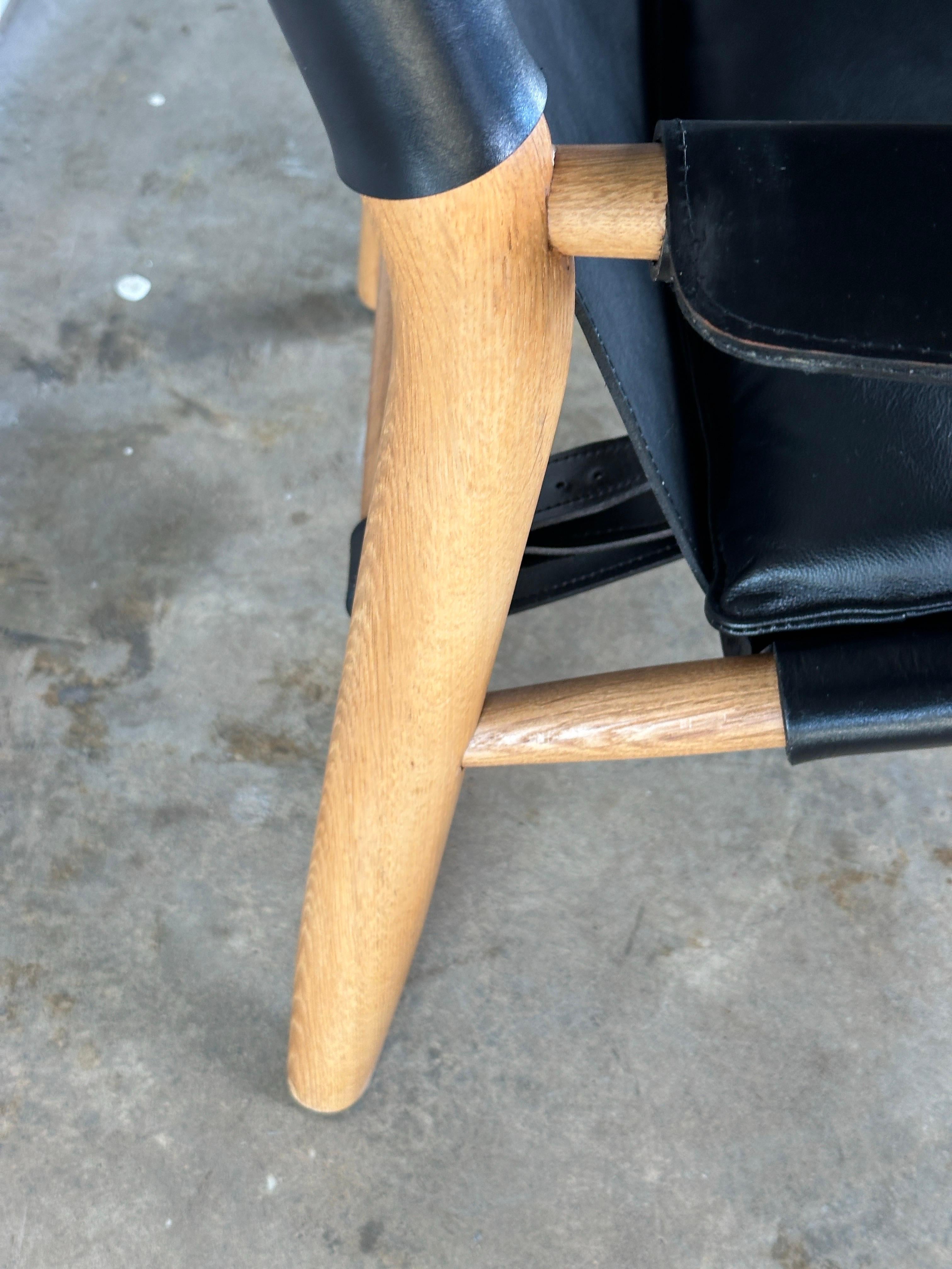 Sedia a fionda in pelle nera e Oak, di Dux in vendita 9