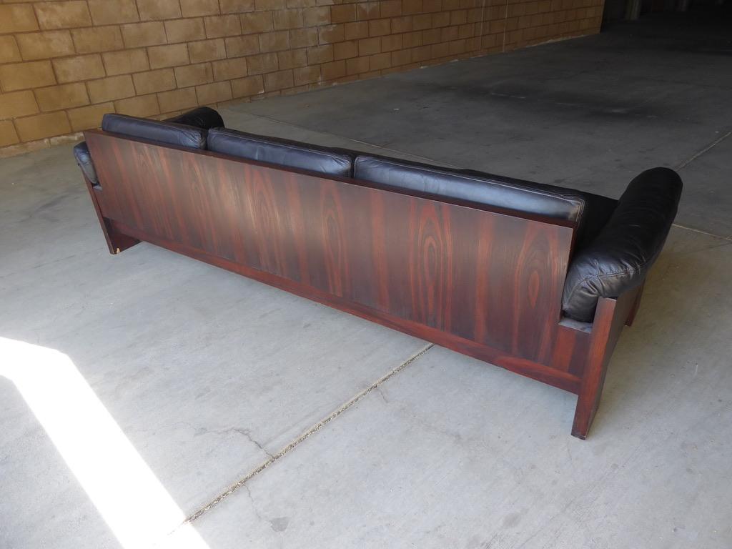 Black Leather and Rosewood Sofa by Milo Baughman for Thayer Coggin, circa 1970s 8