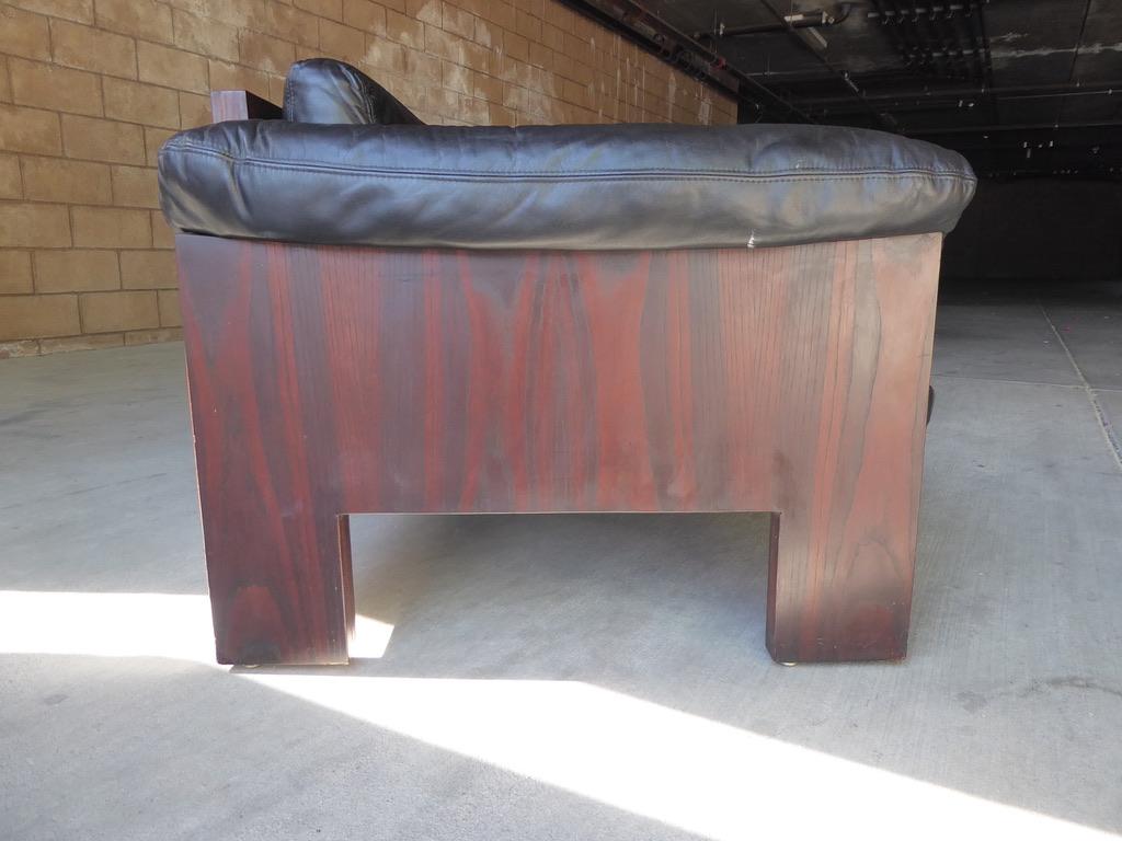 Black Leather and Rosewood Sofa by Milo Baughman for Thayer Coggin, circa 1970s 2