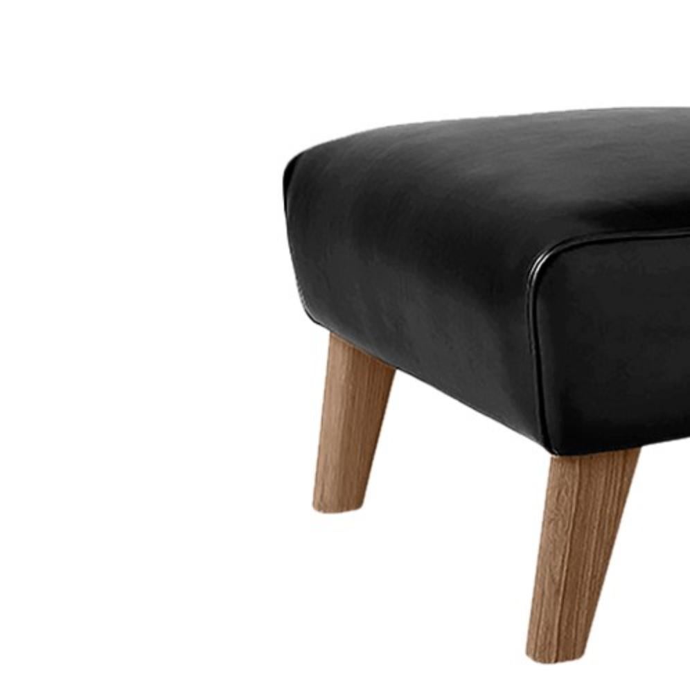 Modern Black Leather and Smoked Oak My Own Chair Footstool by Lassen