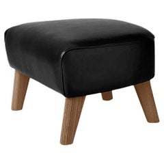 Black Leather and Smoked Oak My Own Chair Footstool by Lassen