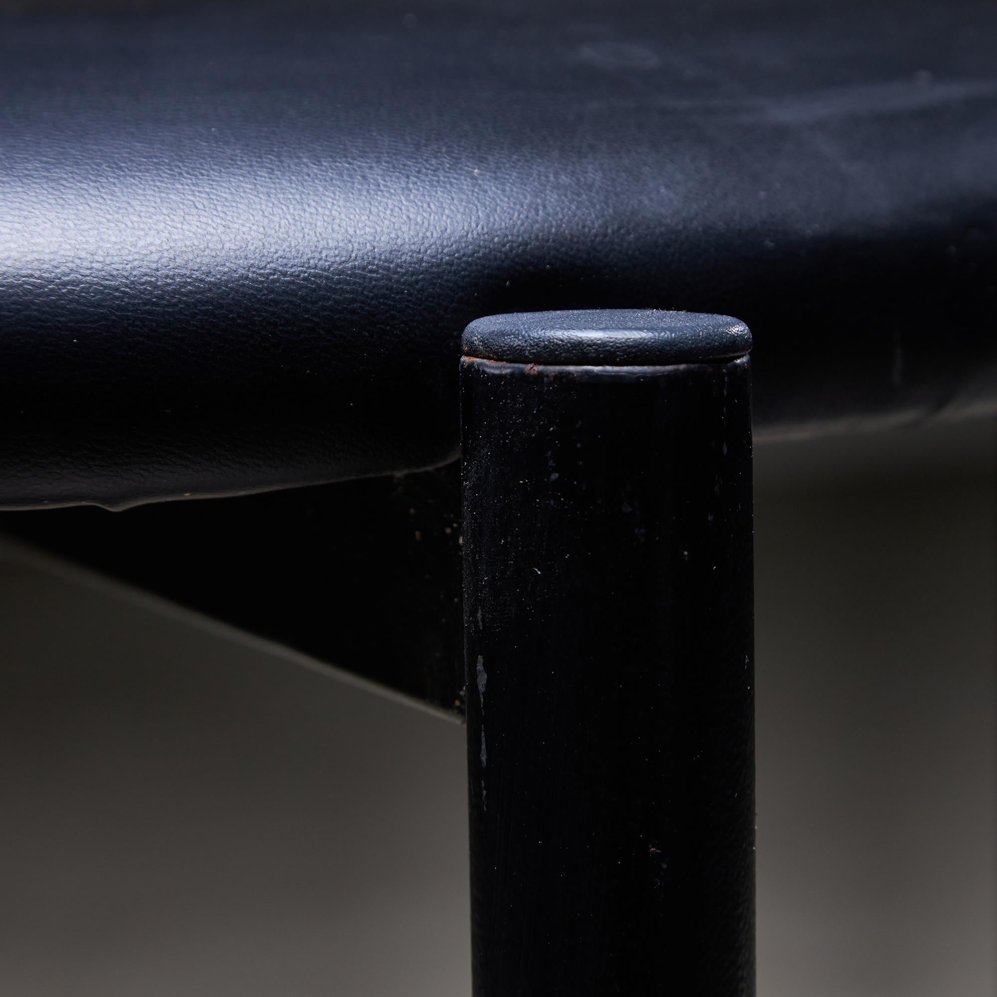 Black Leather and Steel Chairs Set 13