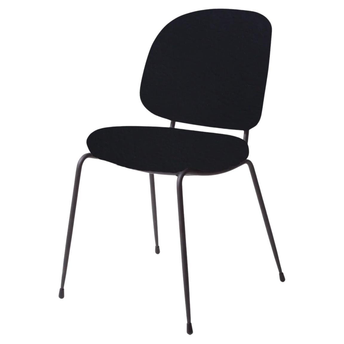 Black Leather And Steel Dining Chair, Industry For Sale