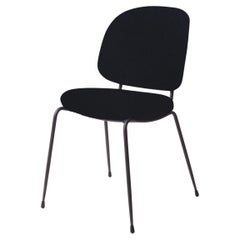 Black Leather And Steel Dining Chair, Industry