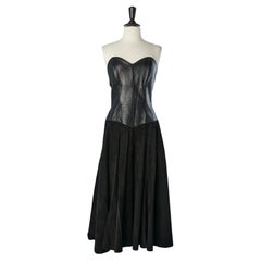 Robe bustier en cuir et daim noir Michael Hoban North Beach Leather 