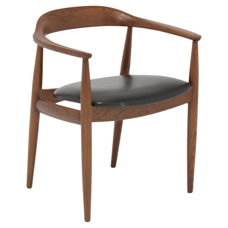 Black Leather and Teak Desk Chair by Illum Wikkelsø for N