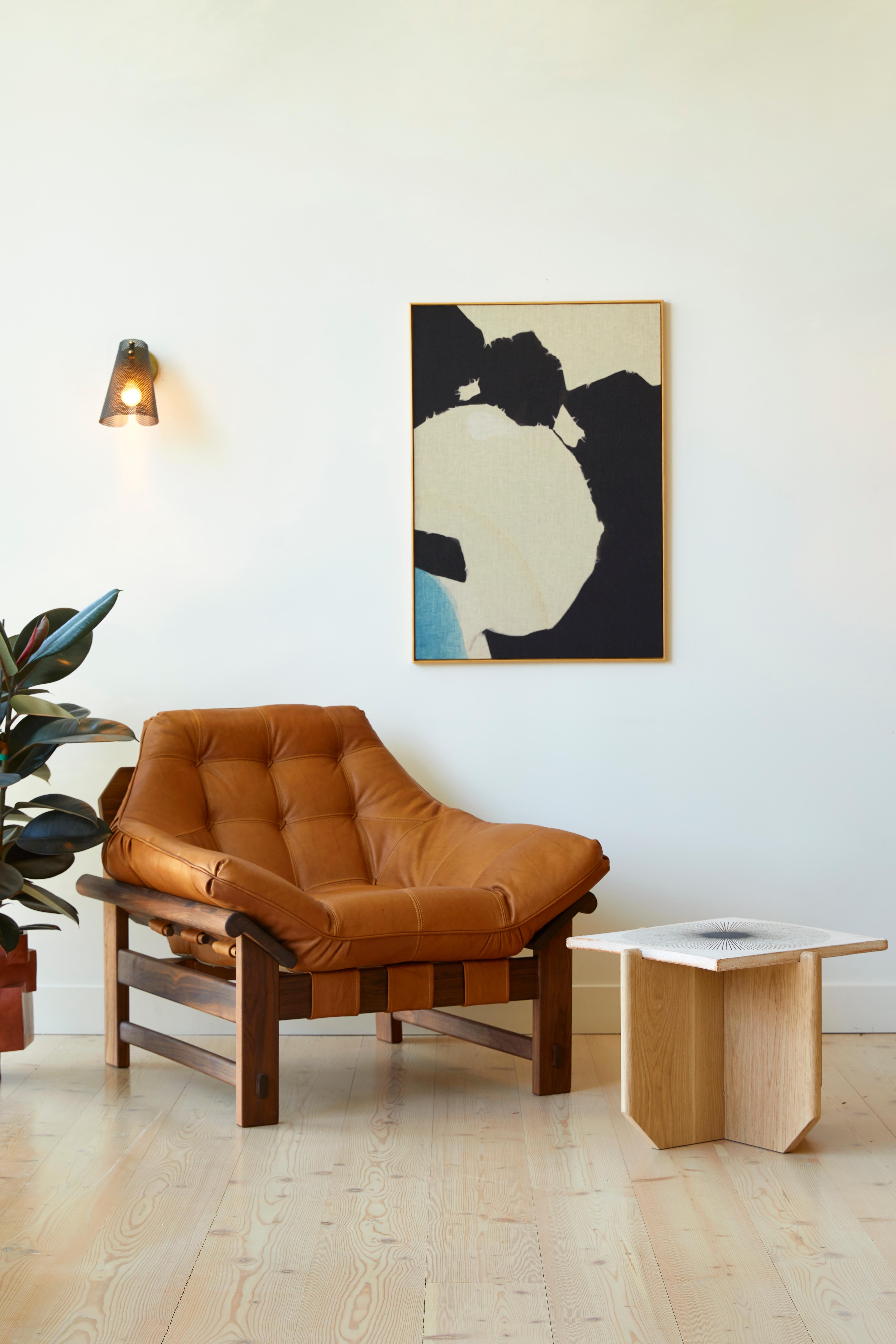 Black Leather and Walnut Ojai Lounge Chair by Lawson-Fenning 1