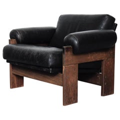 Black Leather and Wenge Lounge Chair by Martin Visser for ’T Spectrum Model sz73