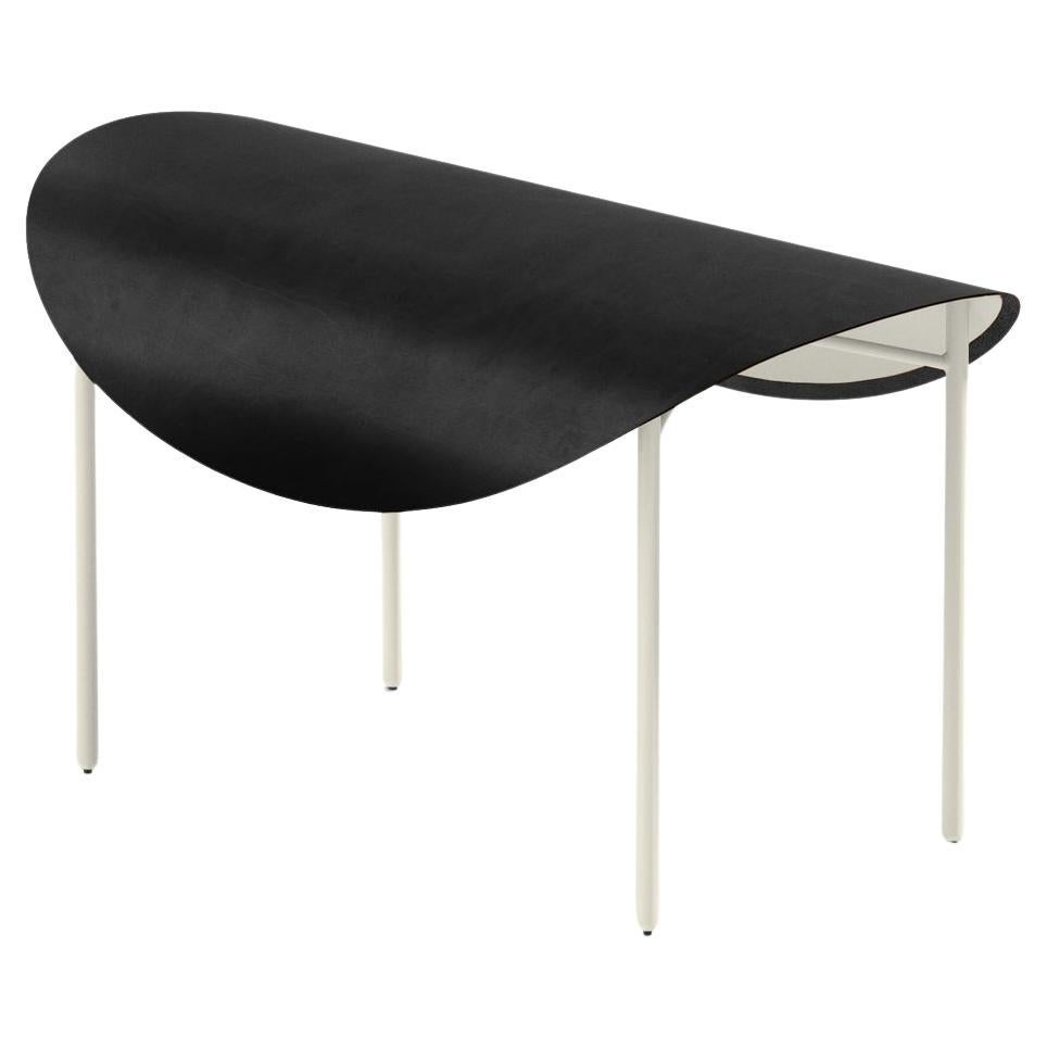 Black Leather and White Steel Tack Bench by Calen Knauf For Sale