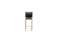 Black Leather & Antique Brass Barstool