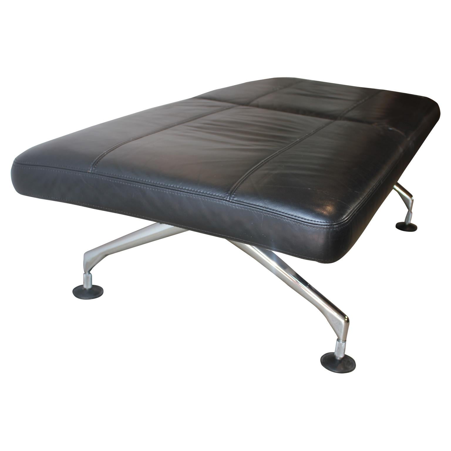 Dutch Modern Black Leather Area Bench by Antonio Citterio for Vitra
