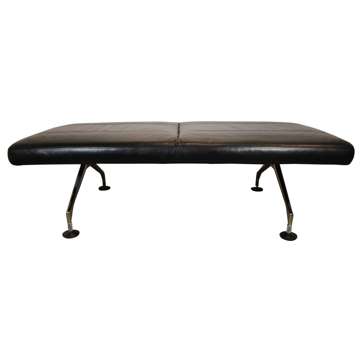 Modern Black Leather Area Bench by Antonio Citterio for Vitra In Good Condition In Houston, TX