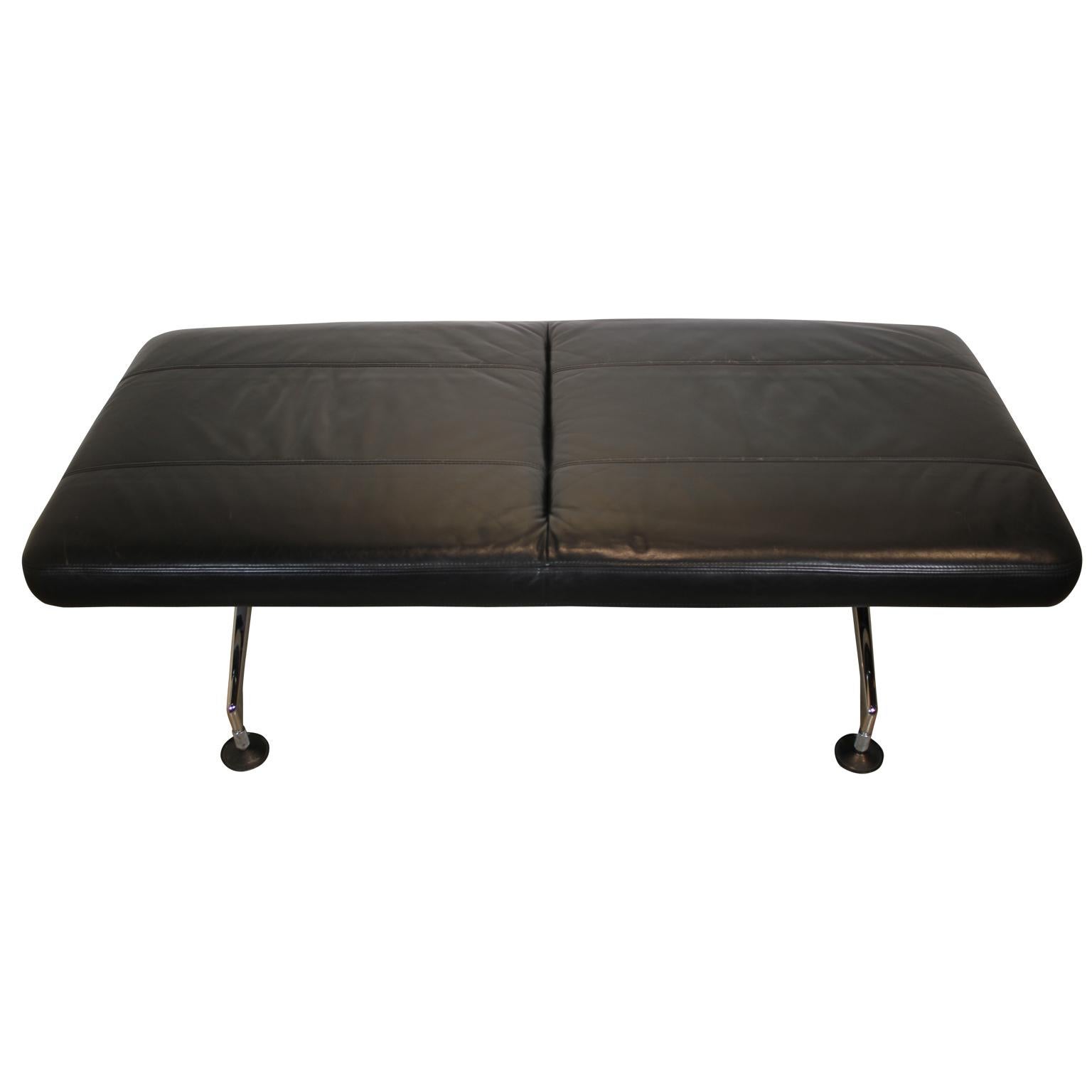 Late 20th Century Modern Black Leather Area Bench by Antonio Citterio for Vitra