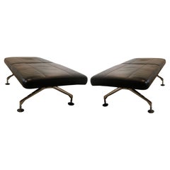 Banc d'appoint moderne en cuir noir par Antonio Citterio pour Vitra