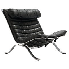 Black Leather Ari Lounge Chair by Arne Norell, Sweden, 1966