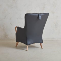 Black Leather Armchair by Both Søren Nissen & Ebbe Gehl, Denmark 1980s