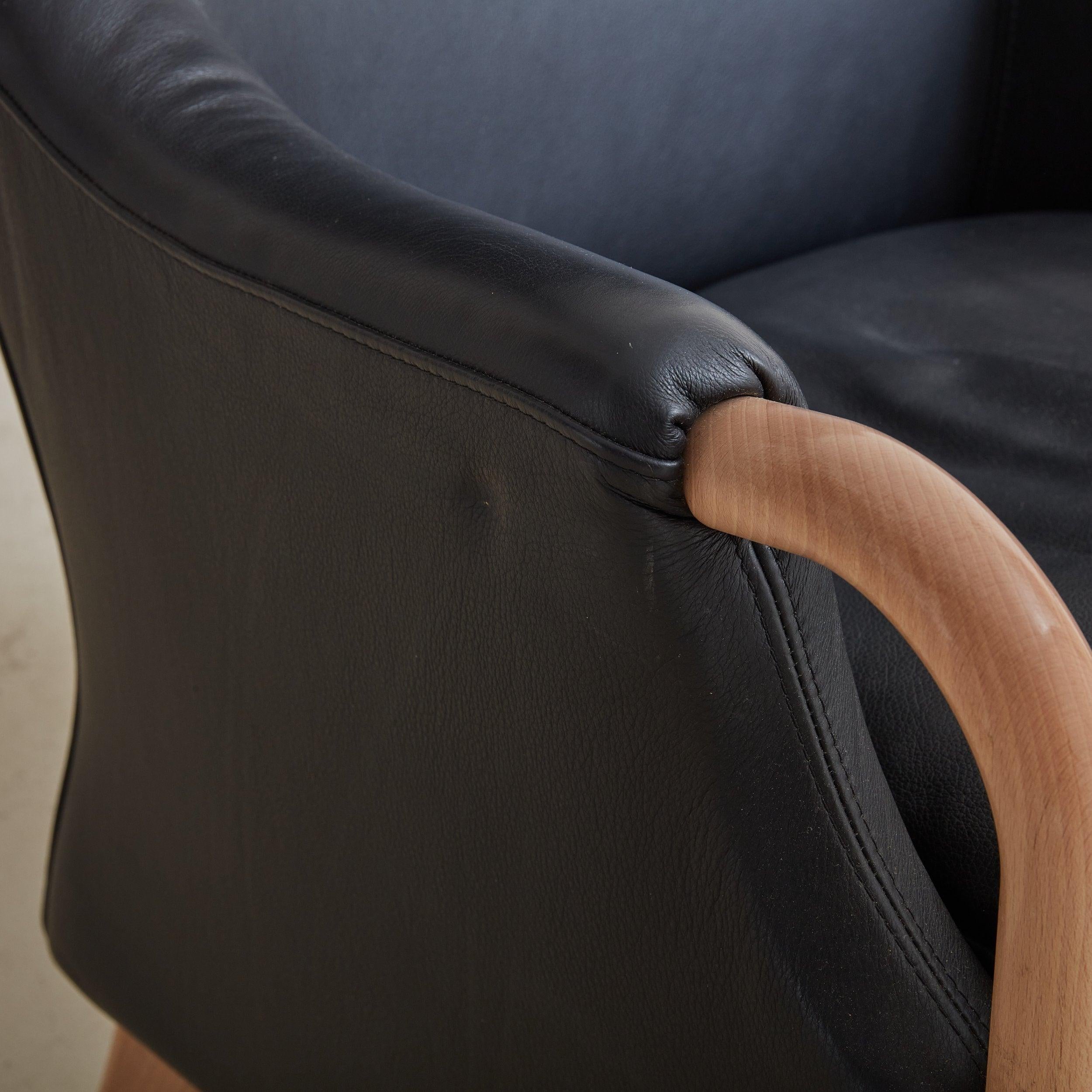 Scandinavian Modern Black Leather Armchair by Both Søren Nissen & Ebbe Gehl, Denmark 1980s