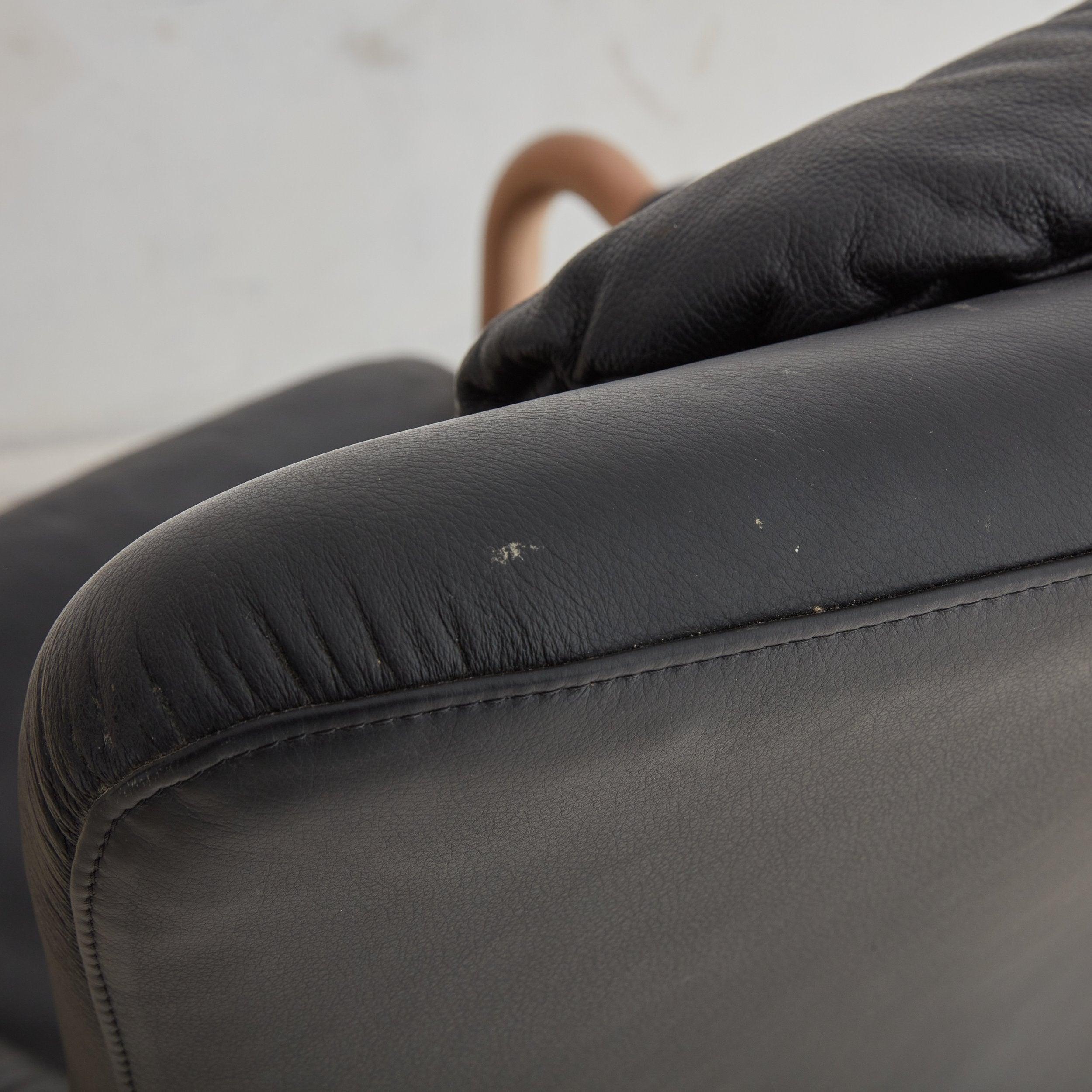 Black Leather Armchair by Both Søren Nissen & Ebbe Gehl, Denmark 1980s In Good Condition In Chicago, IL