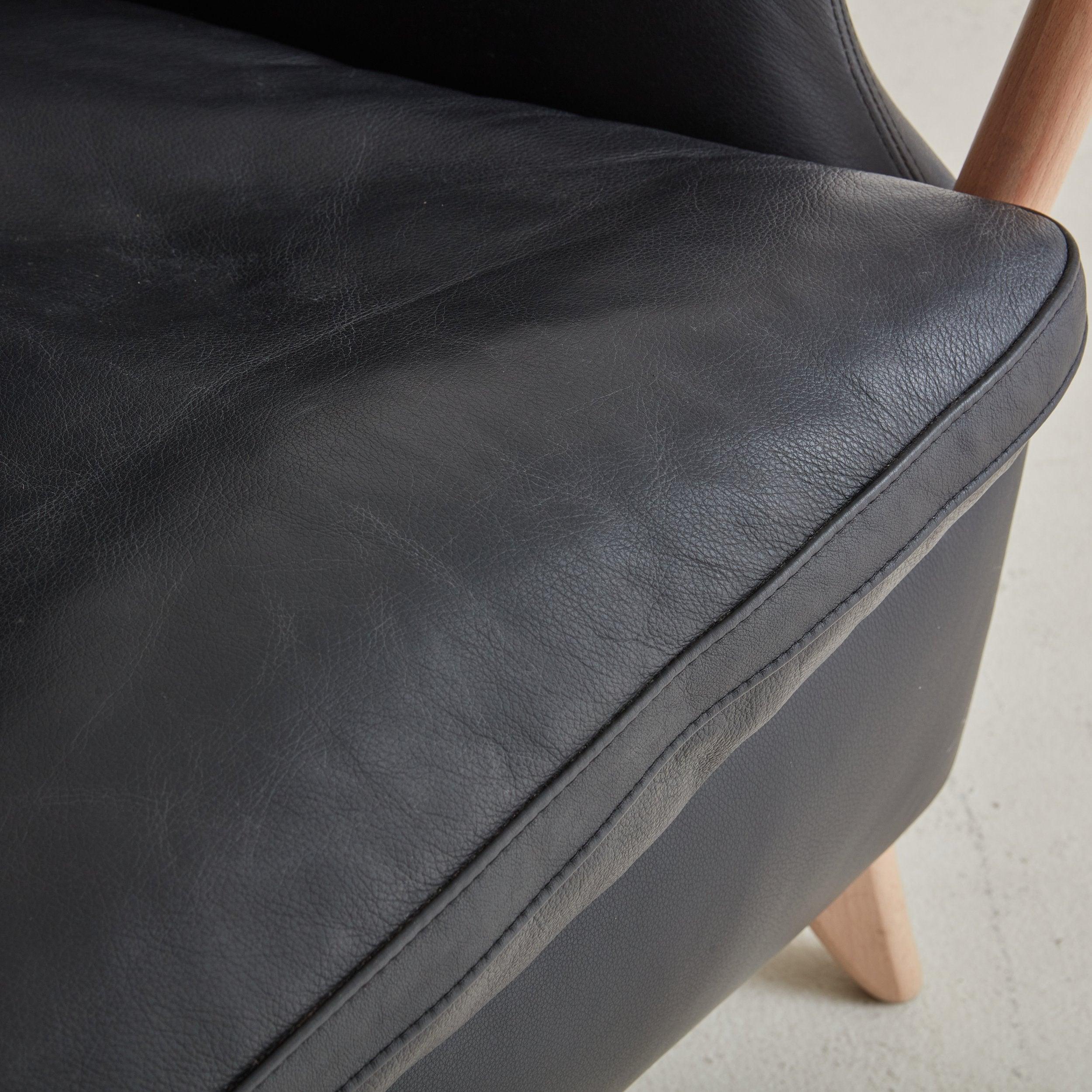 Black Leather Armchair by Both Søren Nissen & Ebbe Gehl, Denmark 1980s 3